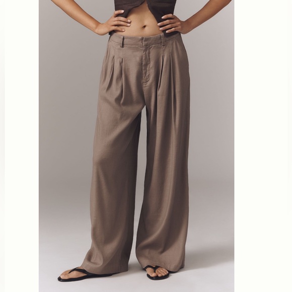NWT Anthropologie Maeve The Avery Pleated Wide Leg Linen Trousers Pants - Picture 4 of 9